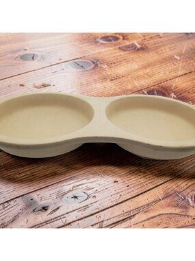 Pampered Chef 5132 Double Bowl Egg Cooker Grill 11.75" Baker Baking Stoneware